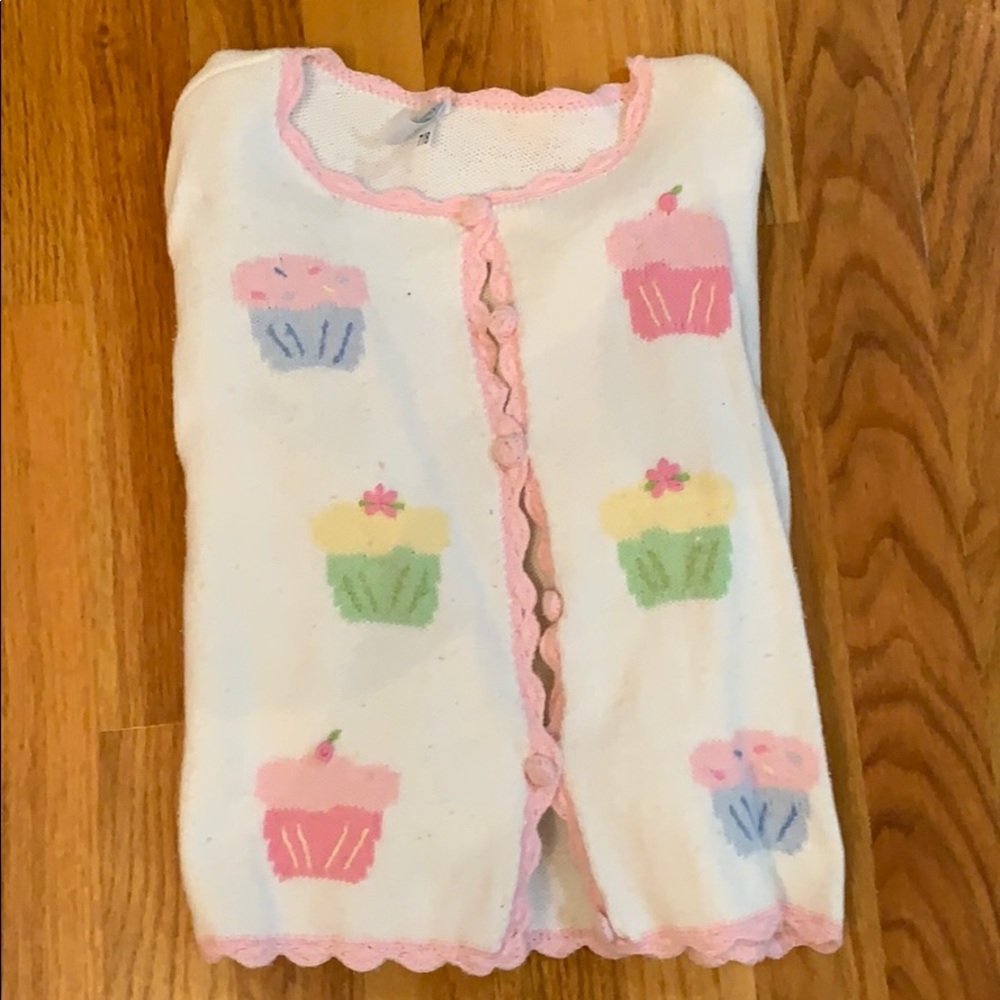 Girls 7/8 ragsland cupcake cream sweater button